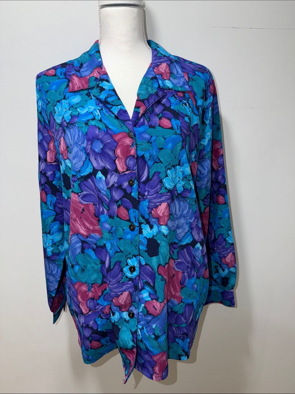 Allison Daley Women Floral Button Shirt Tropical Y2K VTG 16 90s Retro Top Blouse